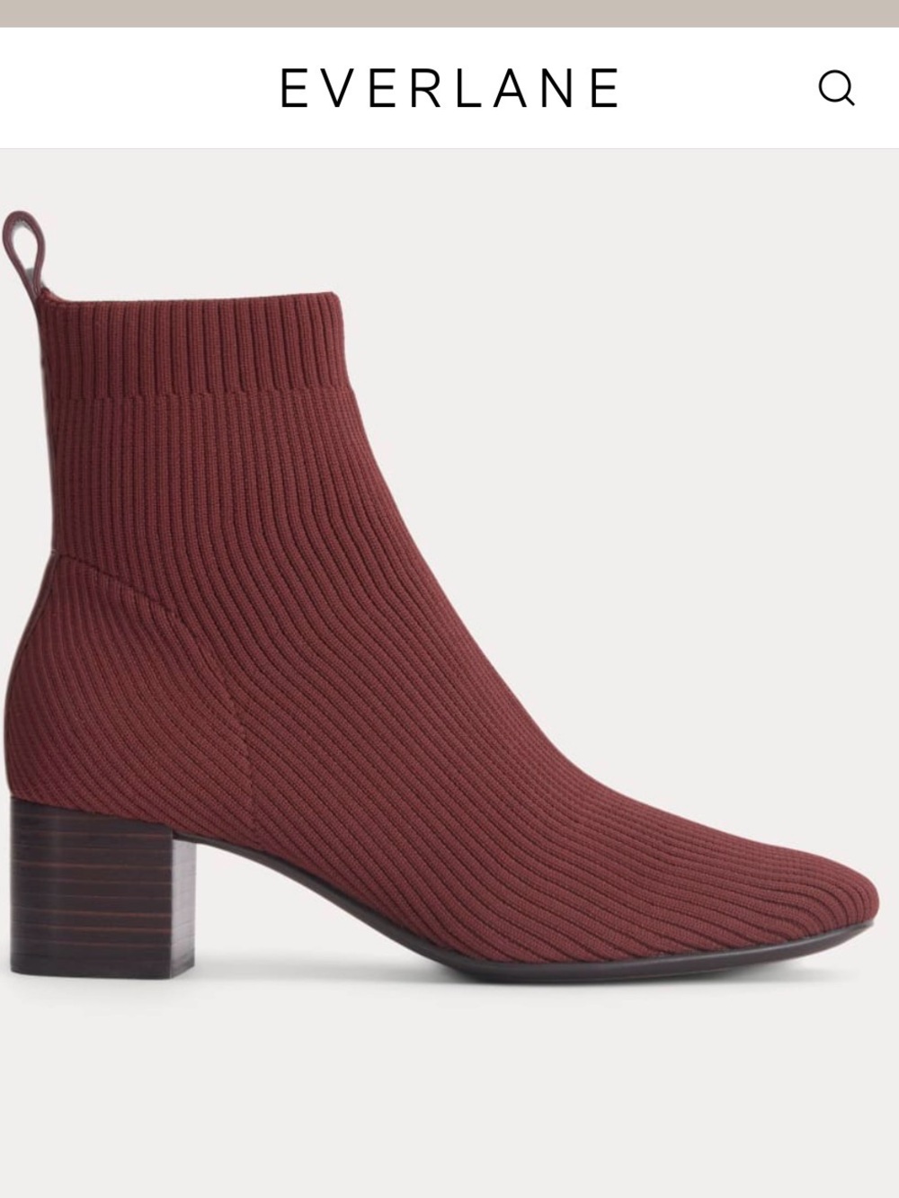Everlane Ribbed Knit Ankle Boots in Burgundy